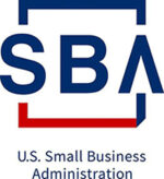 Red, what and blue SBA logo