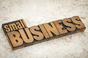 Small Business in wood lettering
