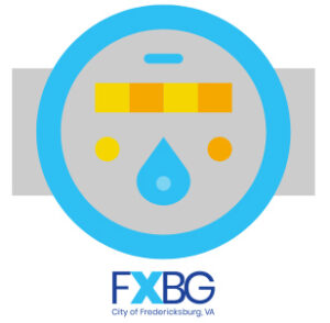 Grey, white, blue and yellow with water drop water meter survey graphic 