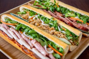 Three different sandwiches made at Paris Bank Mi.