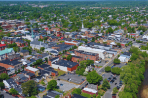 Aerial of Downtown Fredericksburg Va