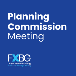 Planning Commission Meeting logo on blue background with white text.
