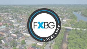 FXBG Local Loop logo with City of Fredericksburg aerial as background.
